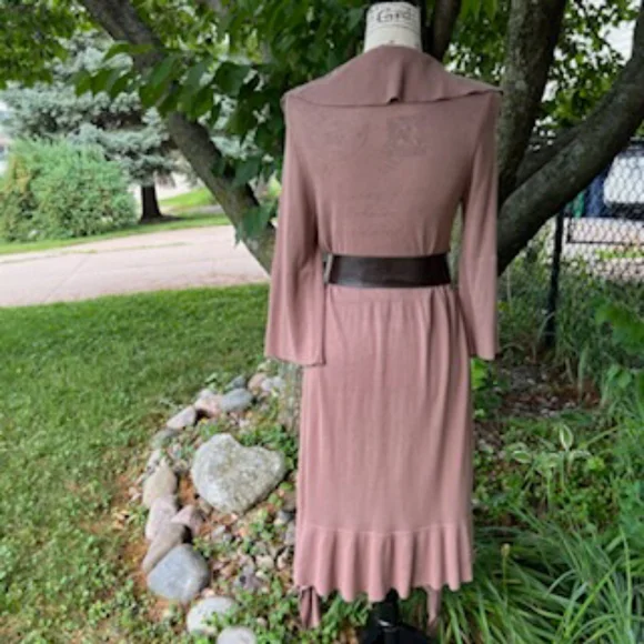 KENAR BOHO COASTAL GRANNY RUFFLED SWEATER WRAP MEDIUM MOCHA - Picture 14 of 17